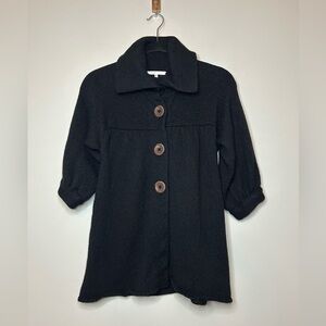 VINCE Women's Black Button Down Babydoll Wool Knit Cardigan Sweater Size XS